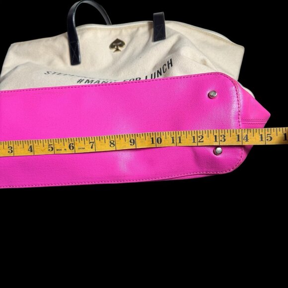 Kate Spade New York Tote/travel Bag Pink and Cream Cotton Canvas Large - Picture 9 of 16